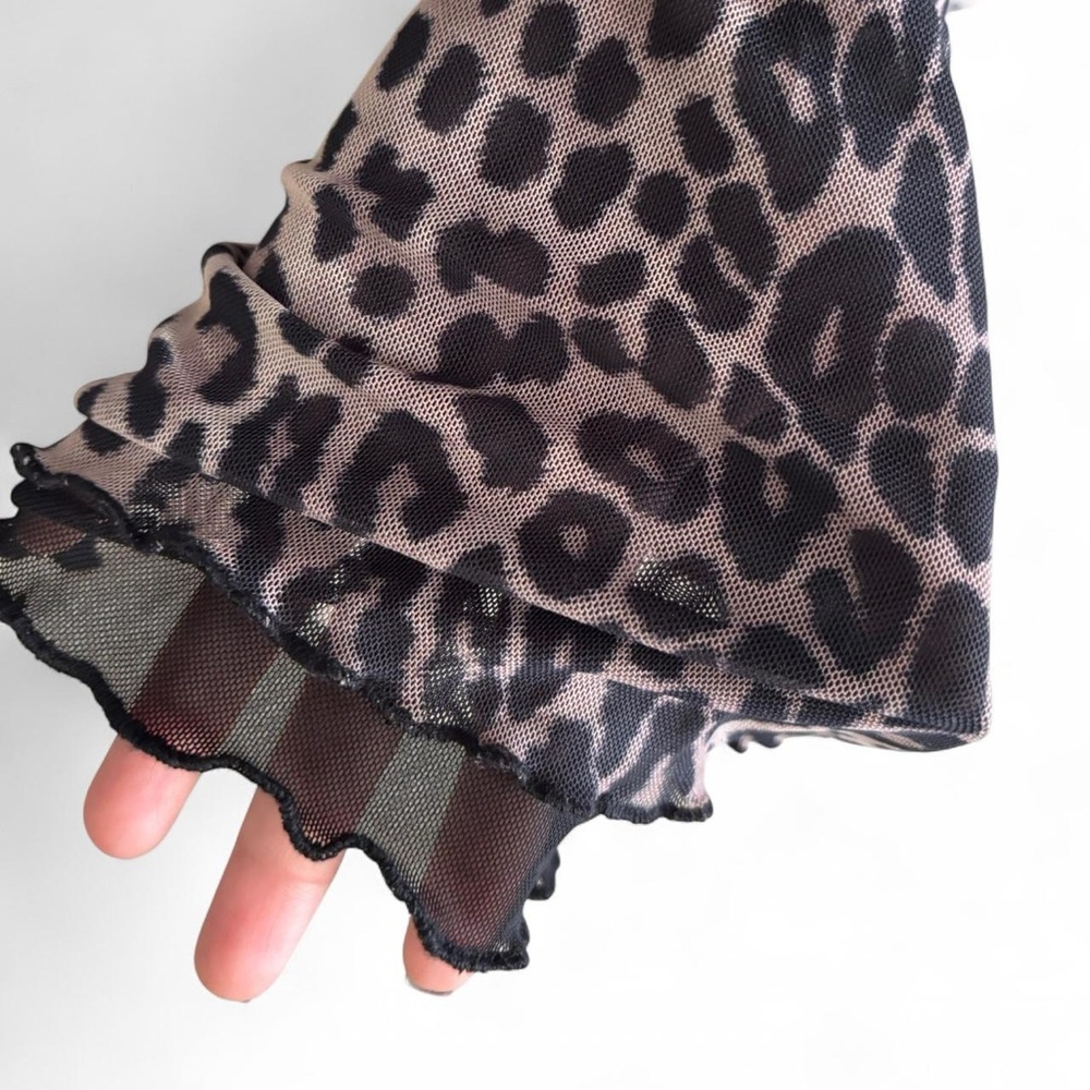 Forever 21 Leopard Print Off-Shoulder Sheer Blouse - Picture 3 of 4